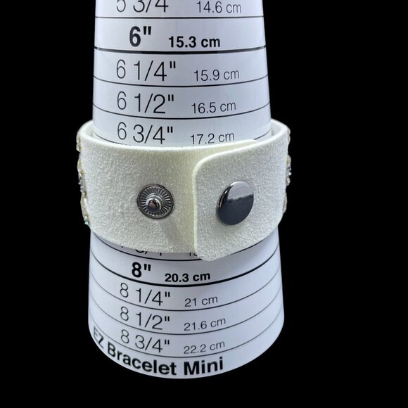 White Rhinestone Wrap Bracelet Chain Cuff Faux Suede NWOT Festival Glam Jewelry - Picture 3 of 9